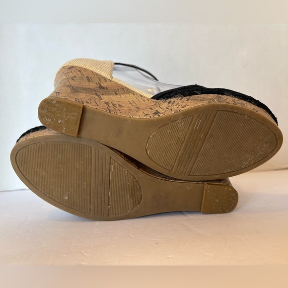 Apt. 9 black lace wedge heel sandals shoes size 8M - Picture 10 of 12